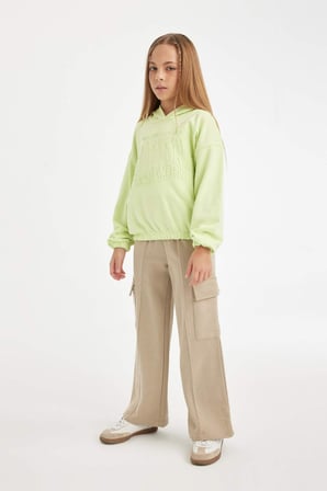DeFacto Kız Çocuk Wide Leg Bol Geniş Bol Paça Kargo Cepli Eşofman Altı D0744A824AUGR276