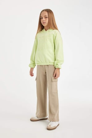 DeFacto Kız Çocuk Wide Leg Bol Geniş Bol Paça Kargo Cepli Eşofman Altı D0744A824AUGR276