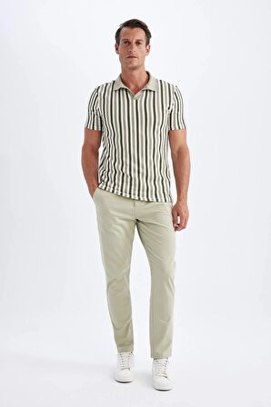 DeFacto Slim Fit Dar Kesim Çizgili Kısa Kollu Polo Tişört D4795AX24SMKH447