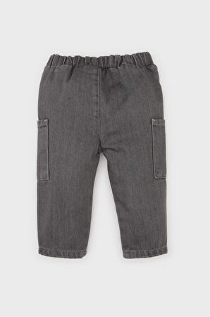 Erkek Bebek Beli Lastikli Cepli Jean Pantolon