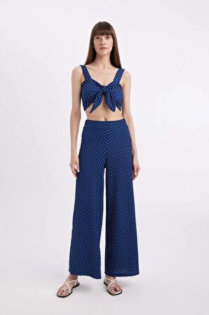 Wide Leg Puantiye Bürümcük Pantolon