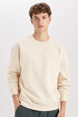 DeFacto Boxy Fit Bisiklet Yaka Baskılı Sweatshirt X8282AZ24AUBG700