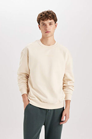 DeFacto Boxy Fit Bisiklet Yaka Baskılı Sweatshirt X8282AZ24AUBG700
