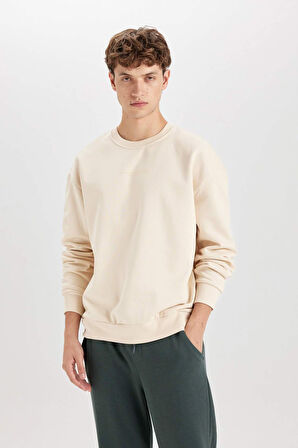 DeFacto Boxy Fit Bisiklet Yaka Baskılı Sweatshirt X8282AZ24AUBG700