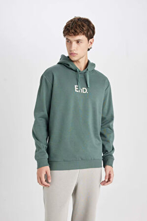 Regular Fit Kapüşonlu Baskılı Sweatshirt