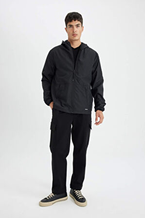 DeFacto Su İtici Çift Slim Fit Kapüşonlu Yağmurluk Mont C5821AX24AUBK27