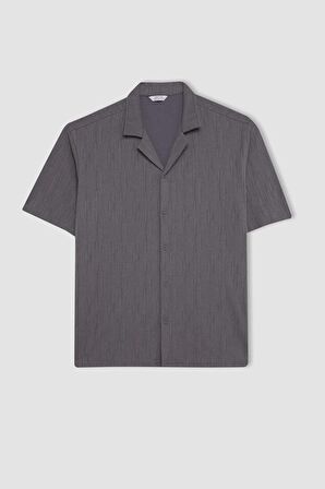 DeFacto Regular Fit Yazlık Apaş Yaka Kısa Kollu Gömlek D4757AX24HSGR474