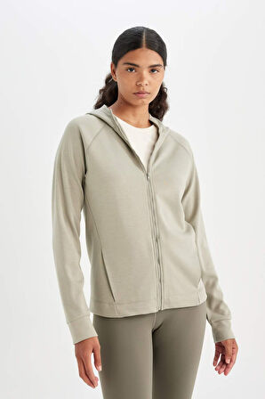 DeFactoFit Standart Fit Sporcu Fermuarlı Skuba Dalgıç Kumaş Hırka A5627AX24AUKH418