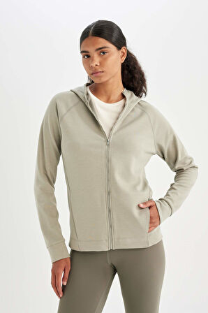 DeFactoFit Standart Fit Sporcu Fermuarlı Skuba Dalgıç Kumaş Hırka A5627AX24AUKH418