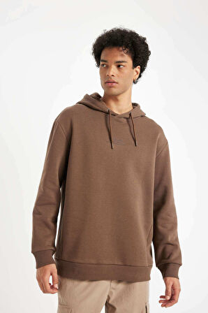 DeFacto Kahverengi Relax Fit Kapüşonlu Baskılı Sweatshirt Y9652AZ24AUBN105