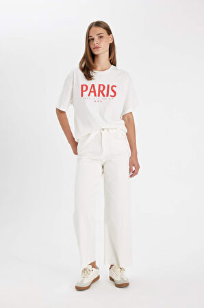 DeFacto Culotte Gabardin Kumaş Pantolon Yüksek Bel Basic Düz Cepli Geniş Bol Paça C7535AX24AUWT32