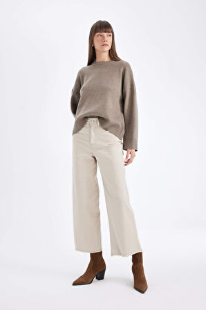 DeFacto Culotte Yüksek Bel Geniş Paça Gabardin Pantolon C7535AX24AUBG755