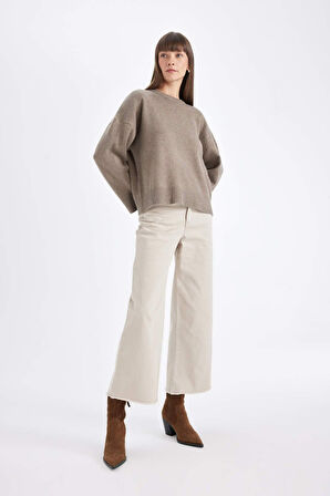 DeFacto Culotte Yüksek Bel Geniş Paça Gabardin Pantolon C7535AX24AUBG755