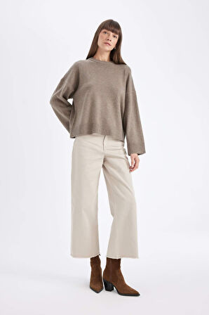 DeFacto Culotte Yüksek Bel Geniş Paça Gabardin Pantolon C7535AX24AUBG755
