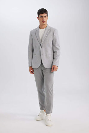 DeFacto Slim Fit Dar Kesim Astarlı Düğmeli Blazer Ceket N0503AZ24AUGR377