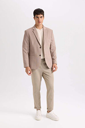 Slim Fit Astarlı Blazer Ceket
