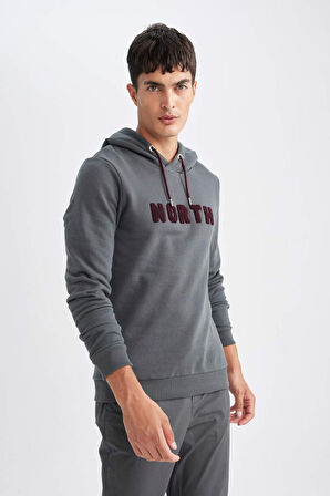 DeFacto Regular Fit Kapüşonlu Baskılı Kalın Sweatshirt L5850AZ24AUGN807