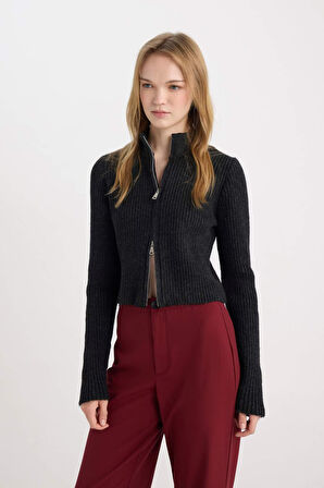 DeFacto Slim Fit Dar Kesim Yarım Balıkçı Yaka Triko Hırka A5607AX24WNAR61
