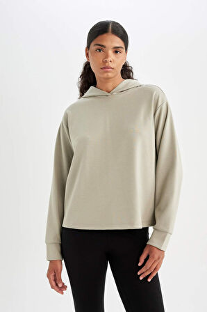 DeFactoFit Standart Fit Kapüşonlu Skuba Dalgıç Kumaş Sporcu Basic Düz Sweatshirt A5626AX24AUKH418