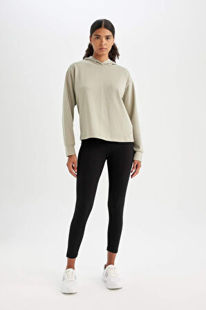 DeFactoFit Standart Fit Kapüşonlu Skuba Dalgıç Kumaş Sporcu Basic Düz Sweatshirt A5626AX24AUKH418