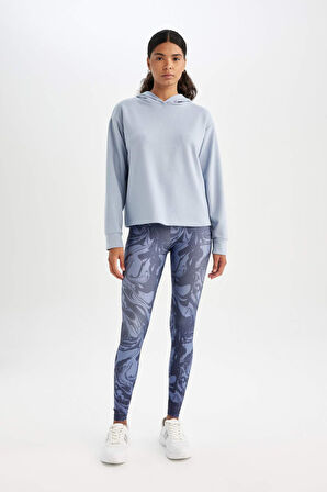 DeFactoFit Standart Fit Kapüşonlu Skuba Dalgıç Kumaş Sporcu Basic Düz Sweatshirt A5626AX24AUBE748