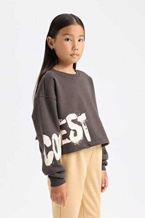 DeFacto Kız Çocuk Bisiklet Yaka Baskılı Sweatshirt D2882A824WNAR227