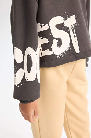 DeFacto Kız Çocuk Bisiklet Yaka Baskılı Sweatshirt D2882A824WNAR227