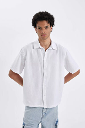 DeFacto Relax Fit Yazlık Pamuklu Kısa Kollu Gömlek D4622AX24HSWT34