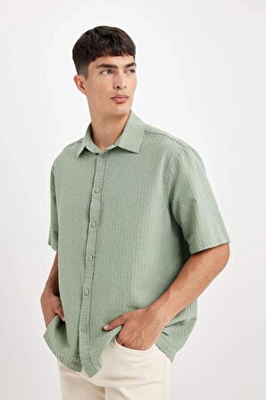 DeFacto Relax Fit Yazlık Pamuklu Kısa Kollu Gömlek D4622AX24HSGN1110