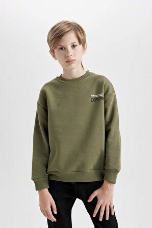 DeFacto Erkek Çocuk Oversize Geniş Kalıp Bisiklet Yaka Sırt Baskılı Sweatshirt D3964A824WNKH262