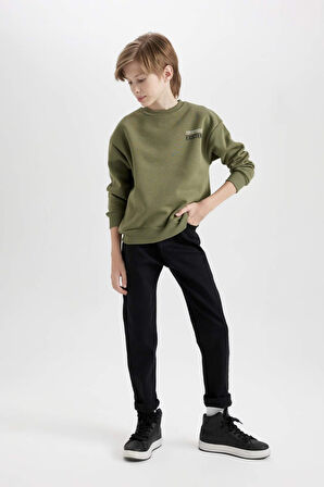 DeFacto Erkek Çocuk Oversize Geniş Kalıp Bisiklet Yaka Sırt Baskılı Sweatshirt D3964A824WNKH262