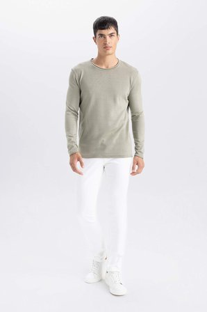 DeFacto Relax Fit Bisiklet Yaka Basic Düz Triko Kazak D3278AX24WNKH461