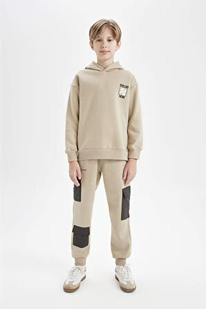 DeFacto Erkek Çocuk Oversize Geniş Kalıp Sırt Baskılı Kapüşonlu Sweatshirt D3970A824WNBG281