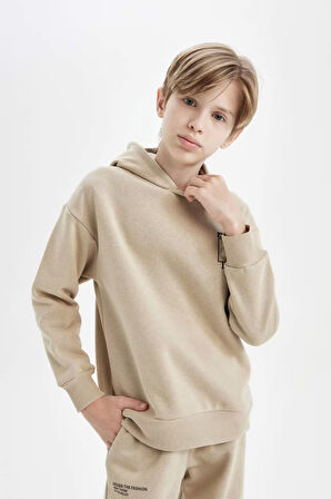 DeFacto Erkek Çocuk Oversize Geniş Kalıp Sırt Baskılı Kapüşonlu Sweatshirt D3970A824WNBG281