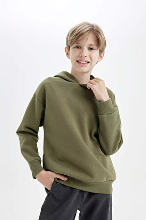 DeFacto Erkek Çocuk Oversize Geniş Kalıp Sırt Baskılı Kapüşonlu Sweatshirt D3969A824WNKH262