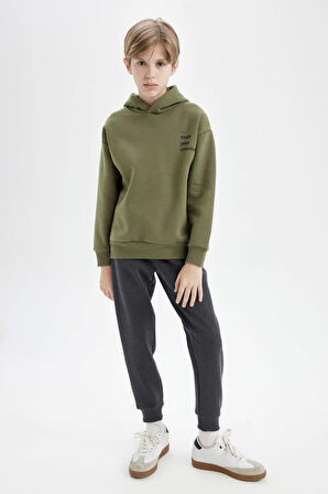 DeFacto Erkek Çocuk Oversize Geniş Kalıp Sırt Baskılı Kapüşonlu Sweatshirt D3969A824WNKH262
