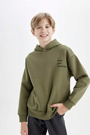 DeFacto Erkek Çocuk Oversize Geniş Kalıp Sırt Baskılı Kapüşonlu Sweatshirt D3969A824WNKH262