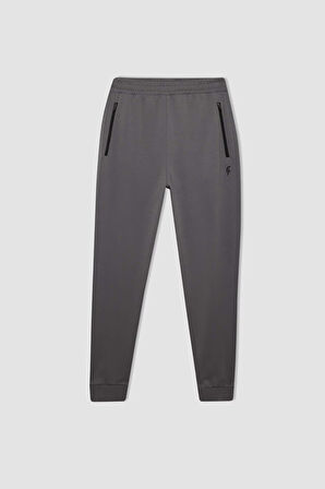 DeFactoFit  Sporcu Jogger Eşofman Altı Slim Fit Dar Kesim Beli Paçası Lastikli Cepli Basic Düz D0928AX24AUGR211