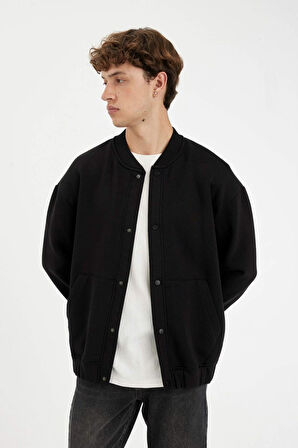 DeFacto Boxy Fit Kolej Yaka Bomber İçi Yumuşak Tüylü Hırka C7058AX24AUBK81