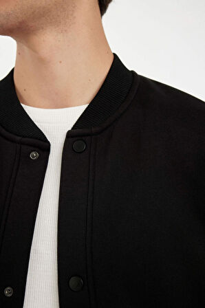 DeFacto Boxy Fit Kolej Yaka Bomber İçi Yumuşak Tüylü Hırka C7058AX24AUBK81