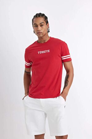 DeFactoFit Standart Fit Hakim Yaka Türkiye Baskılı Sporcu Kısa Kollu Tişört D5263AX24SMBR244