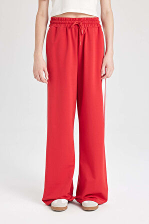 Coool Wide Leg Geniş Bol Paça Eşofman Altı Geniş Paça Beli Lastikli Bağcıklı Şeritli