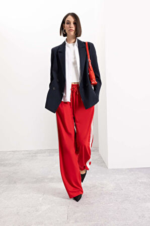 Coool Wide Leg Geniş Bol Paça Eşofman Altı Geniş Paça Beli Lastikli Bağcıklı Şeritli