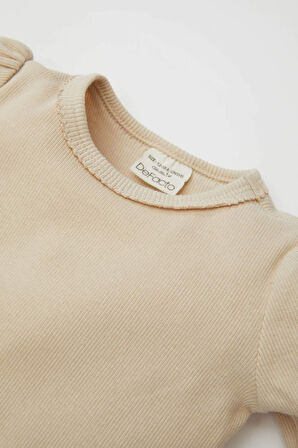 DeFacto Kız Bebek 2'li Takım Twill Baskılı Uzun Kollu Çıtçıtlı Body Beli Lastikli Desenli Alt D4116A524WNER68