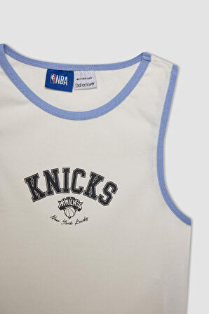 DeFactoFit NBA New York Knicks Crop Bisiklet Yaka Ribana Atlet C6316AX24HSER105
