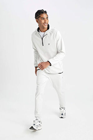 DeFactoFit Sporcu Jogger Eşofman Altı Slim Fit Dar Kesim Skuba Dalgıç Kumaş Beli Bağcıklı Lastikli Paça Cepli A6965AX24AUGR493