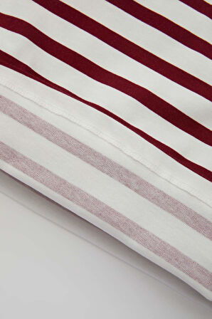 Erkek Bebek Bisiklet Yaka Çizgili Kısa Kollu Tişört