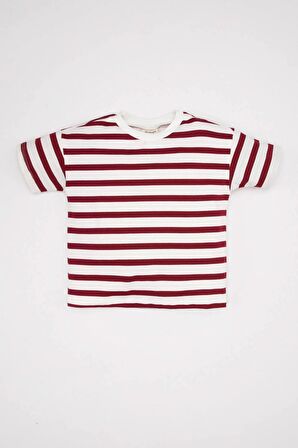DeFacto Erkek Bebek Bisiklet Yaka Çizgili Kısa Kollu Tişört D5433A524SMBR237