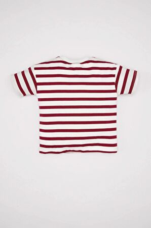 DeFacto Erkek Bebek Bisiklet Yaka Çizgili Kısa Kollu Tişört D5433A524SMBR237