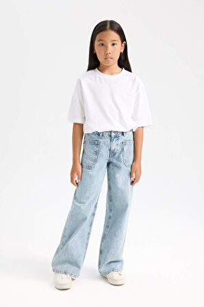 DeFacto Kız Çocuk Wide Leg Geniş Bol Paça Cepli Pantolon D3719A824WNNM39